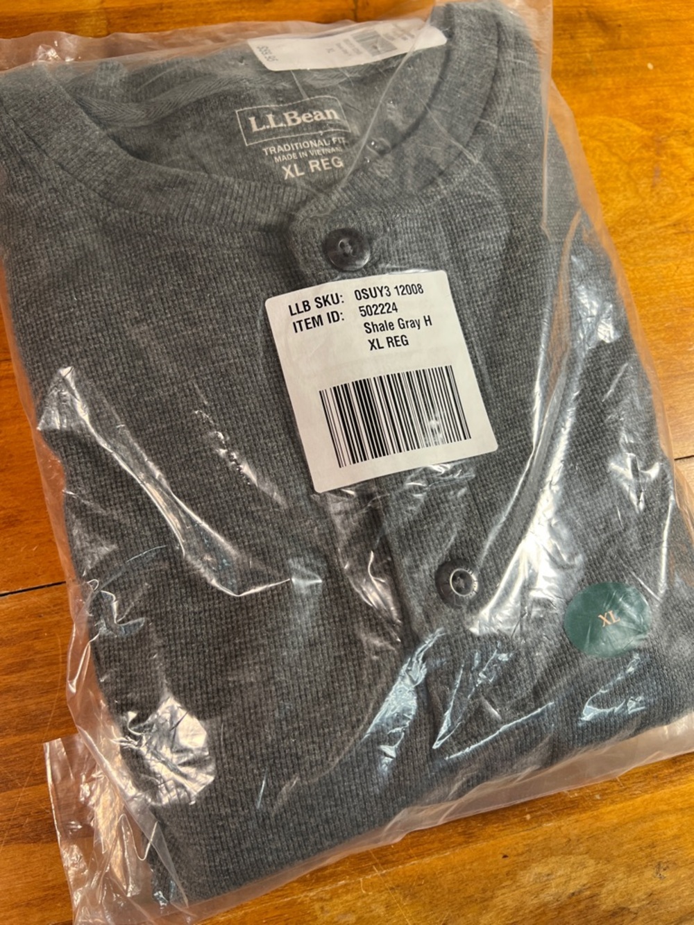 L.L. Bean Men’s Shale Gray Long Sleeve Henley Shirt